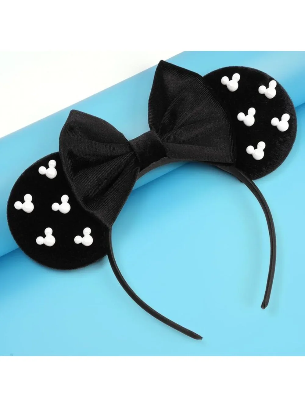 Women Midnight Black cotton Candy-Inspired Mickey Mouse Hair Headband